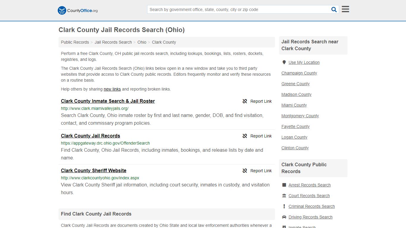 Clark County Jail Records Search (Ohio) - County Office